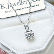 Moissanite Classic Four Prong Necklace Moissanite square bottom simple four-claw necklace